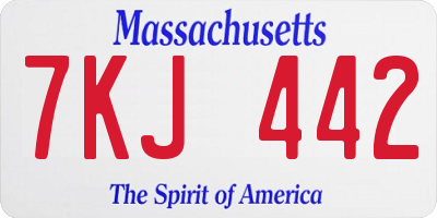 MA license plate 7KJ442