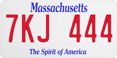 MA license plate 7KJ444