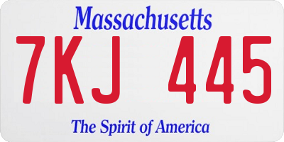 MA license plate 7KJ445
