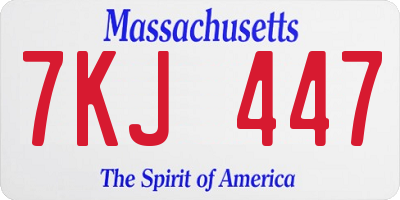 MA license plate 7KJ447