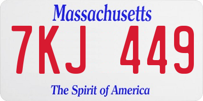 MA license plate 7KJ449
