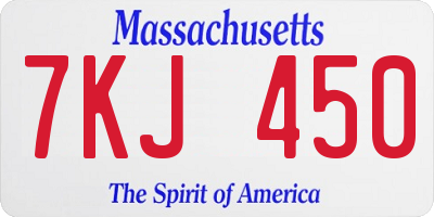 MA license plate 7KJ450