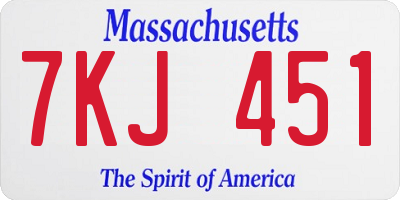 MA license plate 7KJ451