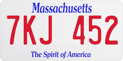 MA license plate 7KJ452