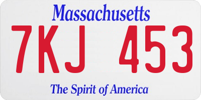 MA license plate 7KJ453