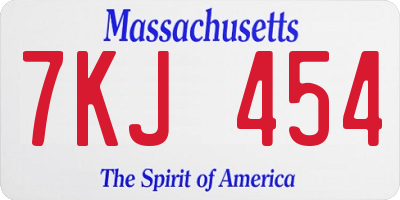 MA license plate 7KJ454
