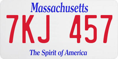 MA license plate 7KJ457