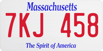 MA license plate 7KJ458