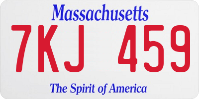 MA license plate 7KJ459