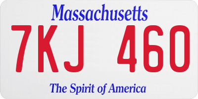 MA license plate 7KJ460