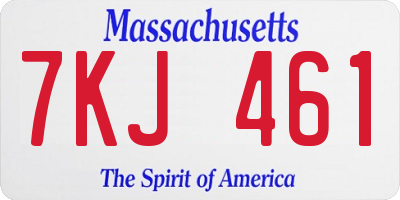 MA license plate 7KJ461