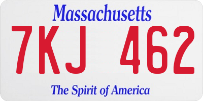 MA license plate 7KJ462