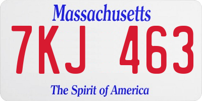 MA license plate 7KJ463