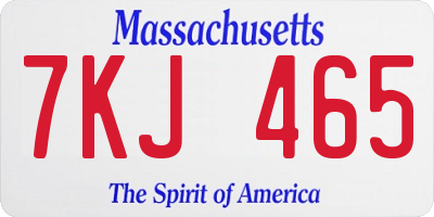 MA license plate 7KJ465