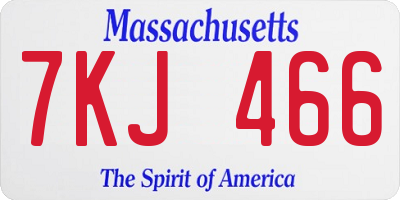 MA license plate 7KJ466