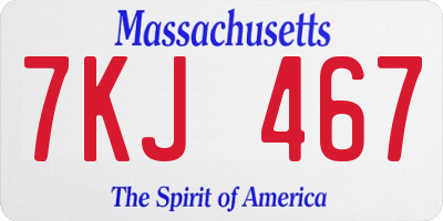 MA license plate 7KJ467