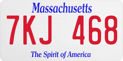 MA license plate 7KJ468