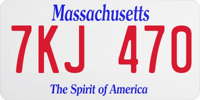 MA license plate 7KJ470