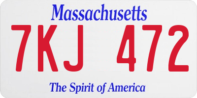 MA license plate 7KJ472