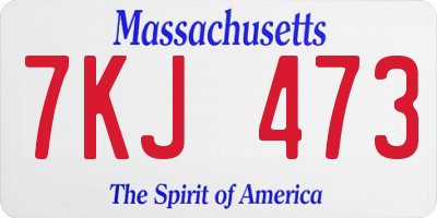 MA license plate 7KJ473
