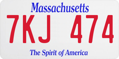 MA license plate 7KJ474