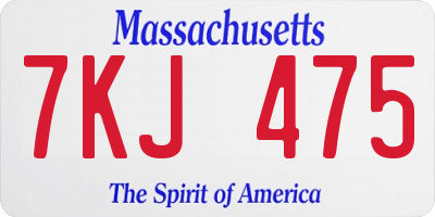 MA license plate 7KJ475