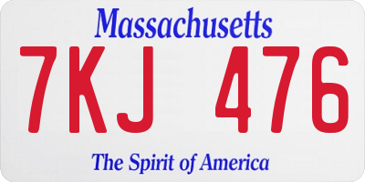 MA license plate 7KJ476