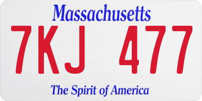 MA license plate 7KJ477