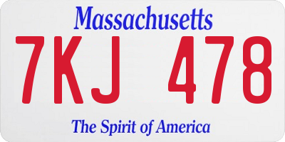 MA license plate 7KJ478