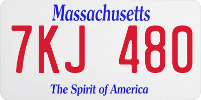 MA license plate 7KJ480