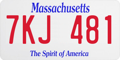 MA license plate 7KJ481