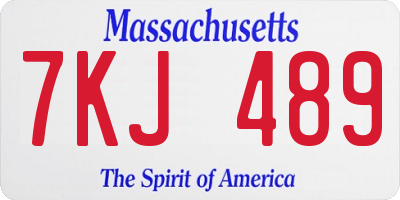 MA license plate 7KJ489