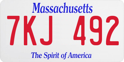 MA license plate 7KJ492