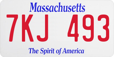 MA license plate 7KJ493