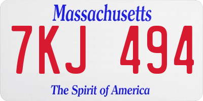MA license plate 7KJ494