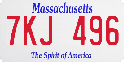 MA license plate 7KJ496