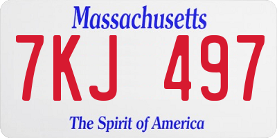 MA license plate 7KJ497