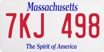 MA license plate 7KJ498