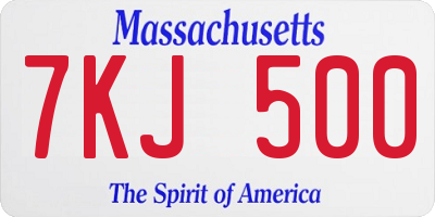 MA license plate 7KJ500