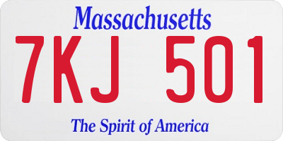 MA license plate 7KJ501