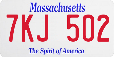 MA license plate 7KJ502