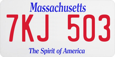 MA license plate 7KJ503
