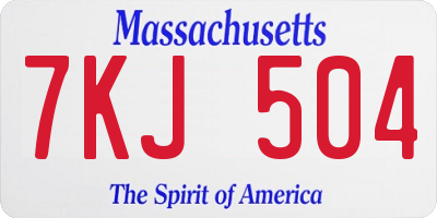 MA license plate 7KJ504