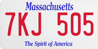 MA license plate 7KJ505