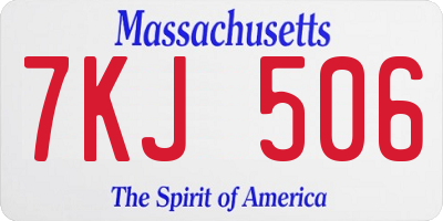 MA license plate 7KJ506