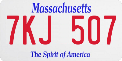 MA license plate 7KJ507