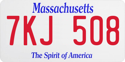 MA license plate 7KJ508