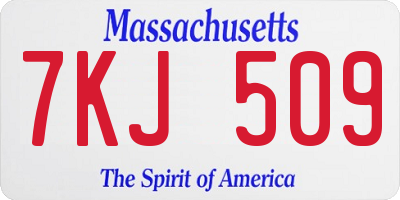 MA license plate 7KJ509