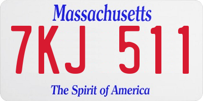 MA license plate 7KJ511
