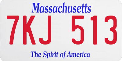 MA license plate 7KJ513